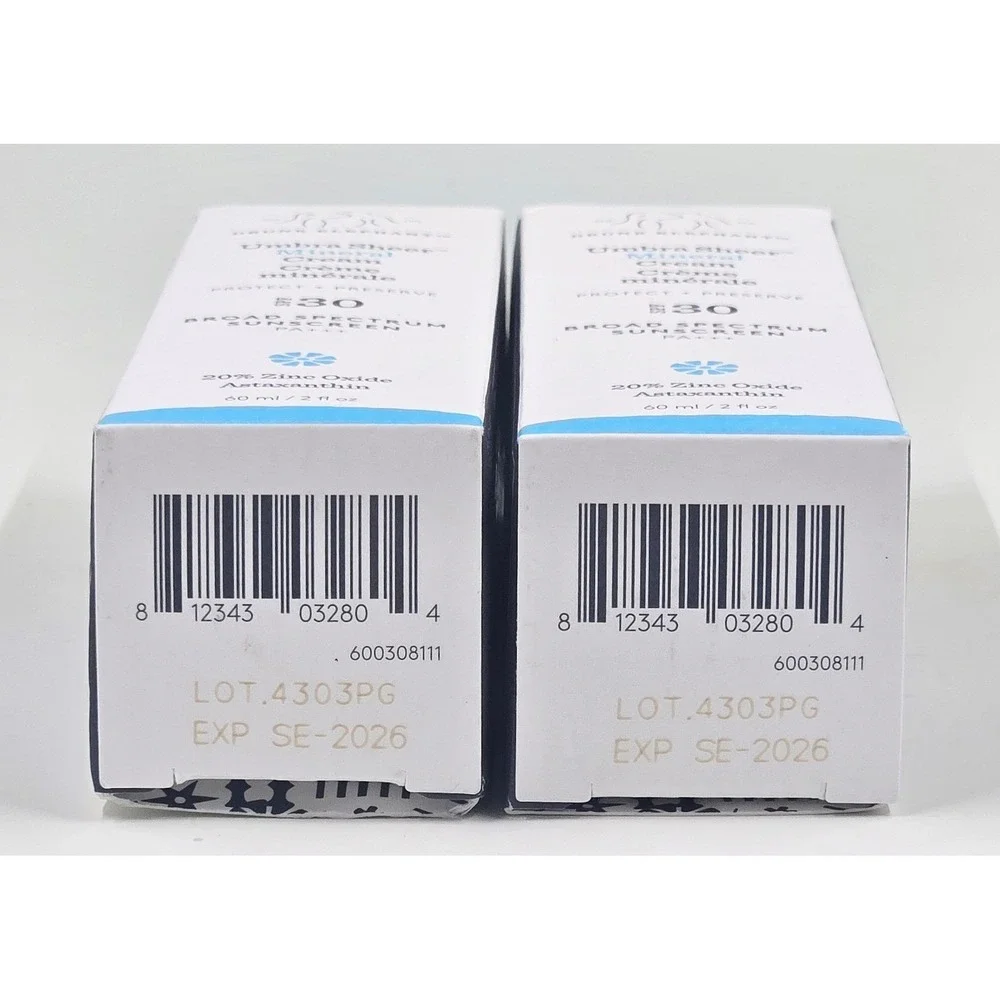 Drunk Elephant Umbra Sheer Mineral Cream 2oz 60ml SPF 30 NEW 2-Pack Sunscreen